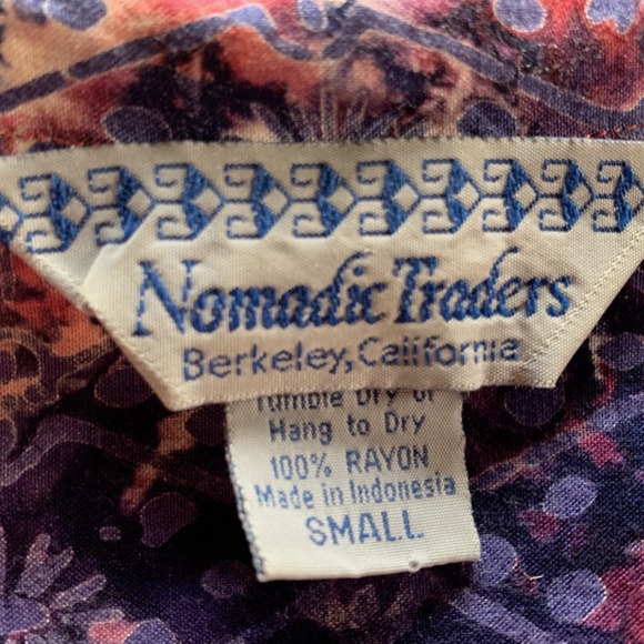Multicolored Nomadic Traders Rayon Batik Shirt, S, for men too, runs large. - Picture 7 of 11
